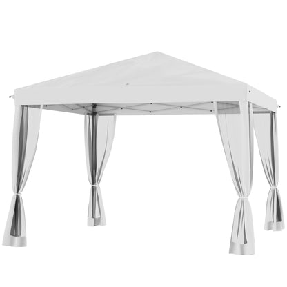 Pavilion approx. 3x3m, water-repellent Stable Winterproof Pop-up Folding Pavilion with UV Protection, Foldable Party Tent Garden Tent with 4 Side Panels, Bag Garden Pavilion for Camping Garden, Cream
