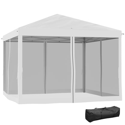 Pavilion approx. 3x3m, water-repellent Stable Winterproof Pop-up Folding Pavilion with UV Protection, Foldable Party Tent Garden Tent with 4 Side Panels, Bag Garden Pavilion for Camping Garden, Cream