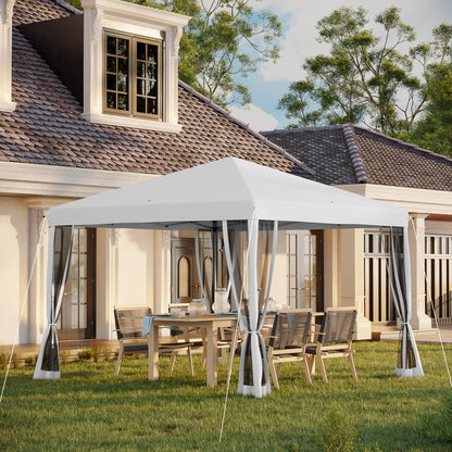 Pavilion approx. 3x3m, water-repellent Stable Winterproof Pop-up Folding Pavilion with UV Protection, Foldable Party Tent Garden Tent with 4 Side Panels, Bag Garden Pavilion for Camping Garden, Cream