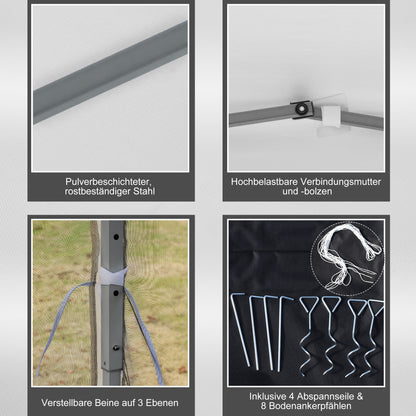 Pavilion approx. 3x3m, water-repellent Stable Winterproof Pop-up Folding Pavilion with UV Protection, Foldable Party Tent Garden Tent with 4 Side Panels, Bag Garden Pavilion for Camping Garden, Cream