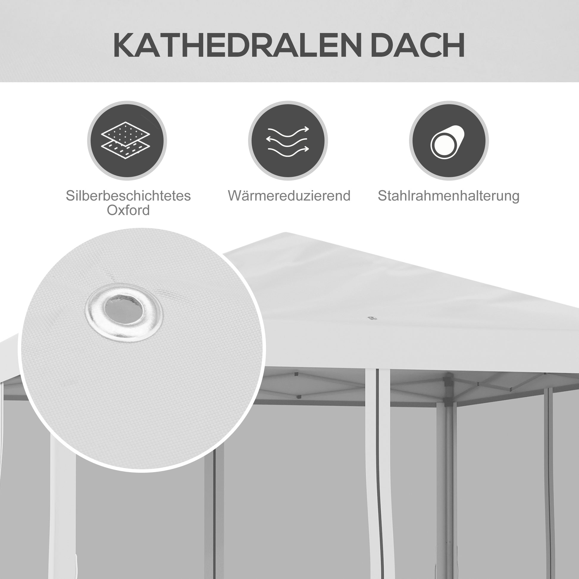 Pavilion approx. 3x3m, water-repellent Stable Winterproof Pop-up Folding Pavilion with UV Protection, Foldable Party Tent Garden Tent with 4 Side Panels, Bag Garden Pavilion for Camping Garden, Cream