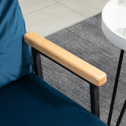 Sleeper Sofa, Folding Bed with Bed Function, Recliner Chair with Back Pillows, Padded Sofa with Adjustable Backrest, Velvet Look, 102 x 73 x 81 cm, Blue