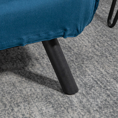 Sleeper Sofa, Folding Bed with Bed Function, Recliner Chair with Back Pillows, Padded Sofa with Adjustable Backrest, Velvet Look, 102 x 73 x 81 cm, Blue