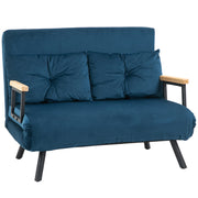 Sleeper Sofa, Folding Bed with Bed Function, Recliner Chair with Back Pillows, Padded Sofa with Adjustable Backrest, Velvet Look, 102 x 73 x 81 cm, Blue