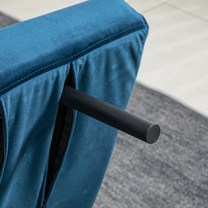 Sleeper Sofa, Folding Bed with Bed Function, Recliner Chair with Back Pillows, Padded Sofa with Adjustable Backrest, Velvet Look, 102 x 73 x 81 cm, Blue