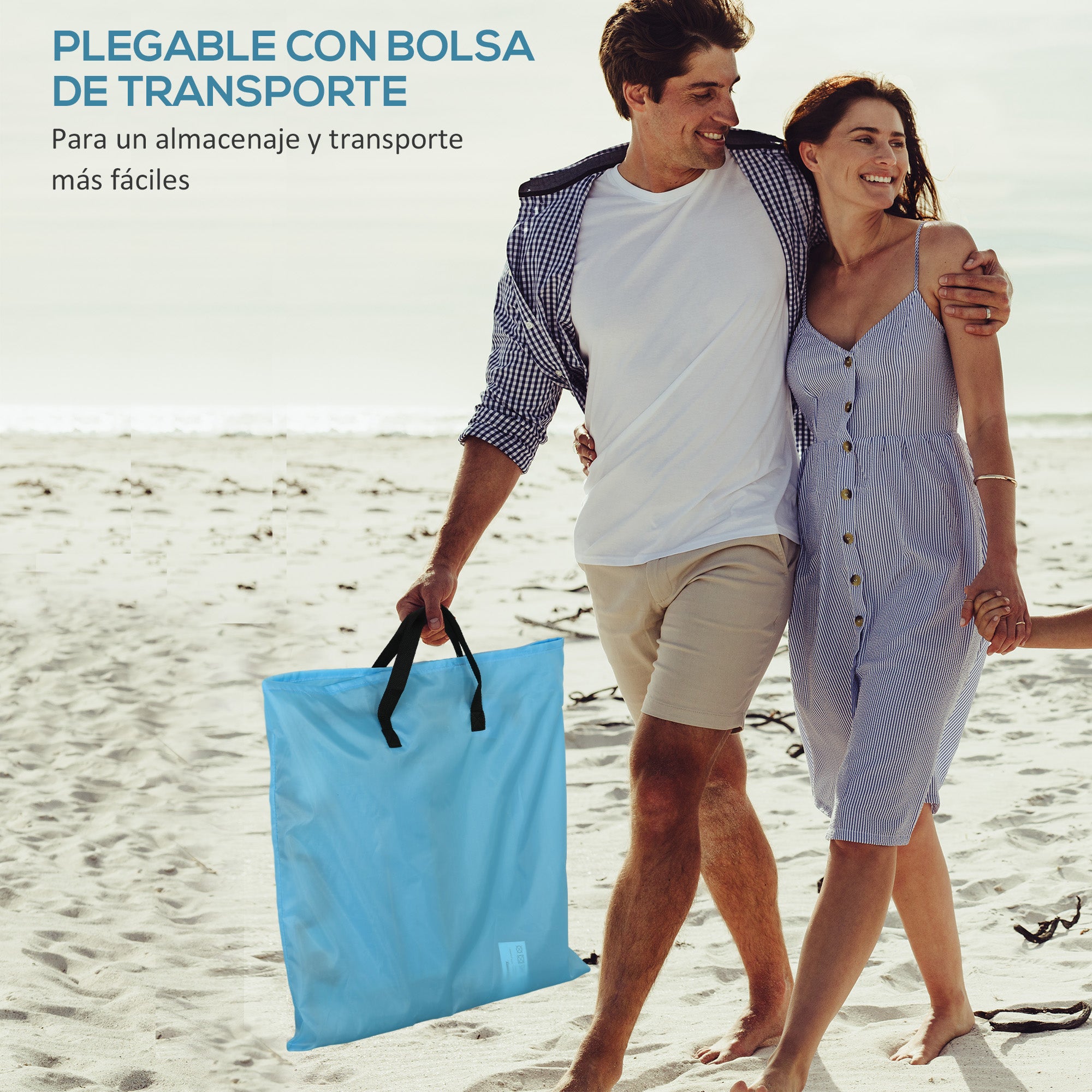 Set of 2 Foldable Beach Mats with Reclining Backrest in 5 Levels Headrest and Carrying Bag 134x48x33-43 cm Blue
