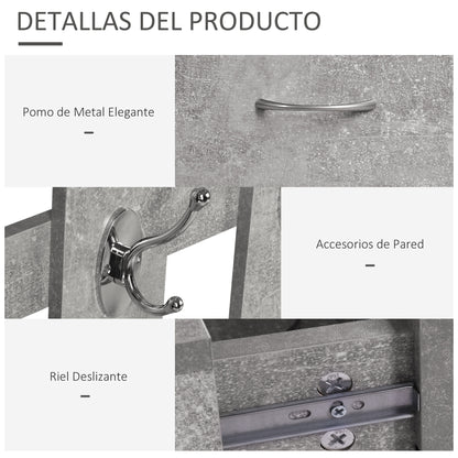 Entryway Hall Tree with Mirror Coat Rack and Shoe Bench 2-Piece Entryway Furniture with 6 Hooks Shelves and Flip-Down Drawer for Hallway Gray