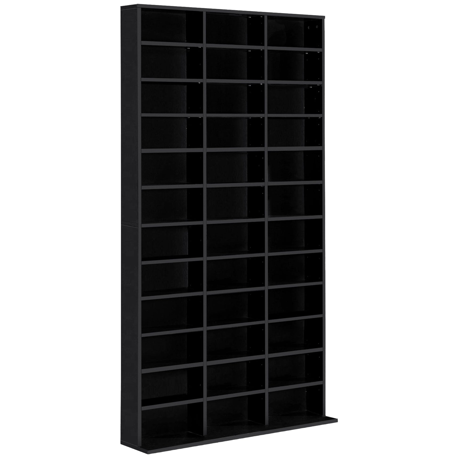 CD/DVD Storage Shelf Storage Unit for 1116 CDs 36 Height Adjustable Compartments 102 x 24 x 195 cm Black