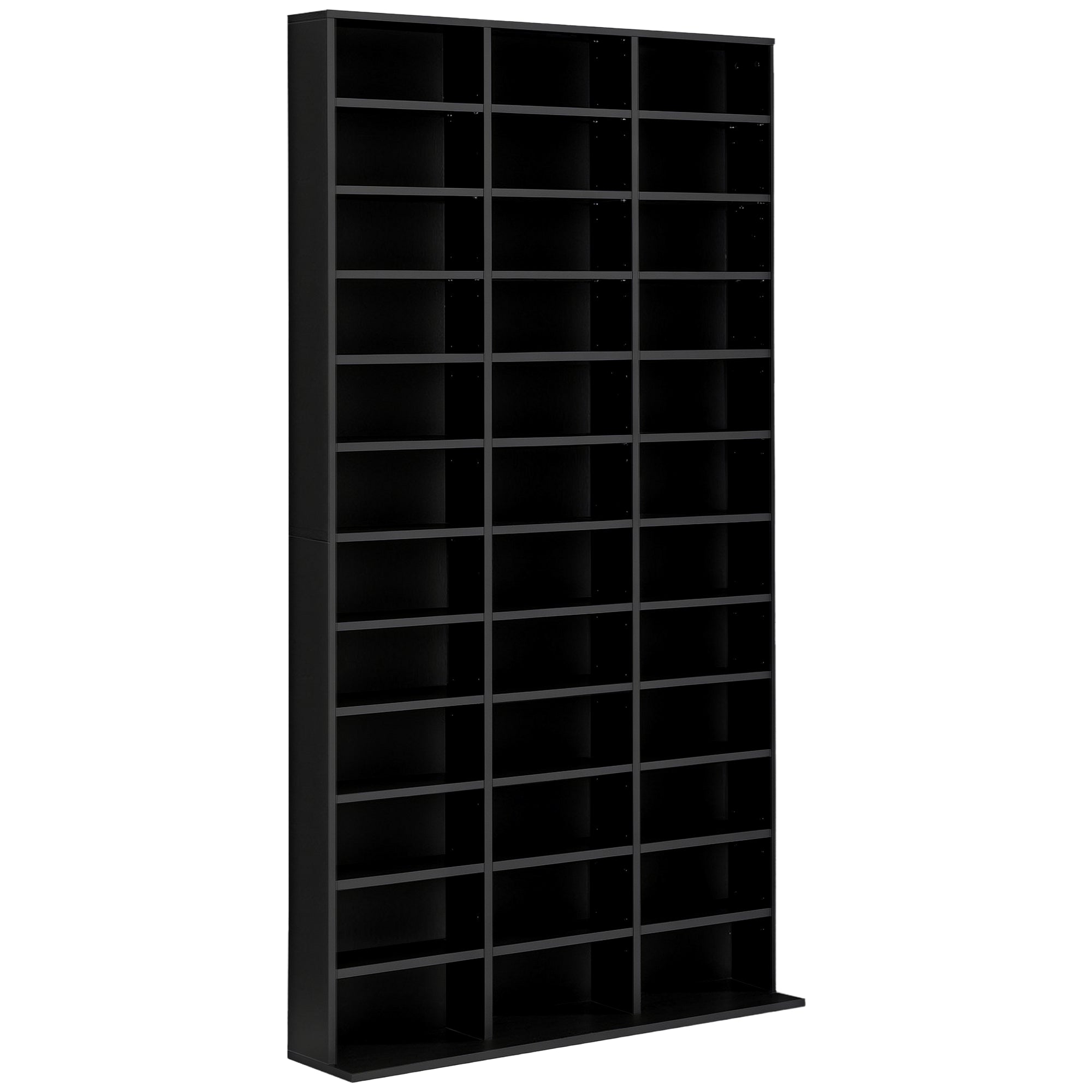CD/DVD Storage Shelf Storage Unit for 1116 CDs 36 Height Adjustable Compartments 102 x 24 x 195 cm Black