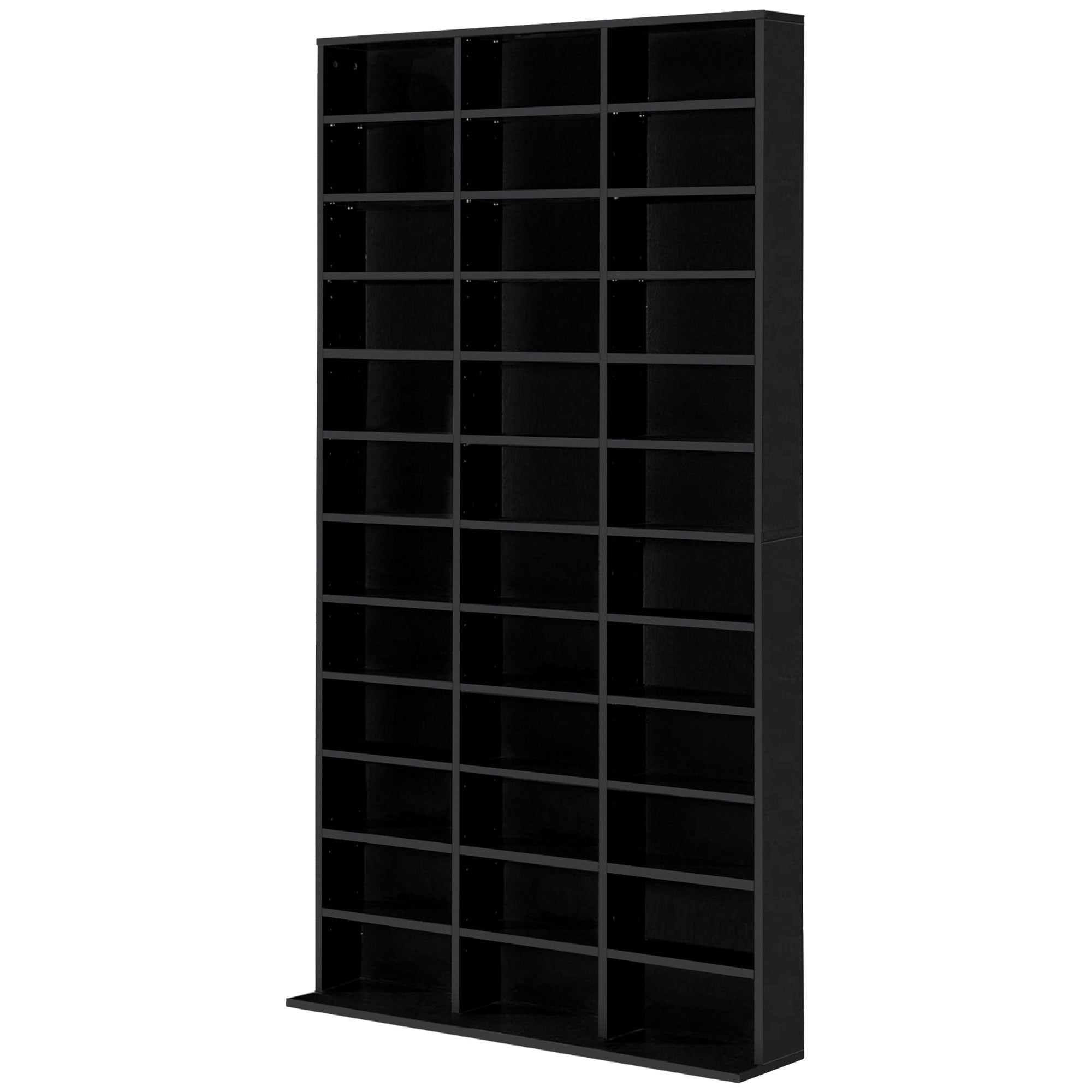 CD/DVD Storage Shelf Storage Unit for 1116 CDs 36 Height Adjustable Compartments 102 x 24 x 195 cm Black