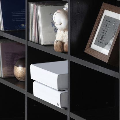 CD/DVD Storage Shelf Storage Unit for 1116 CDs 36 Height Adjustable Compartments 102 x 24 x 195 cm Black