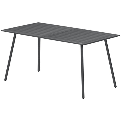 Rectangular Steel Garden Table 150x80x74 cm Outdoor Terrace Table with Slatted Design Weather-Resistant Easy to Clean Dark Gray