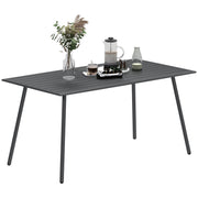 Rectangular Steel Garden Table 150x80x74 cm Outdoor Terrace Table with Slatted Design Weather-Resistant Easy to Clean Dark Gray