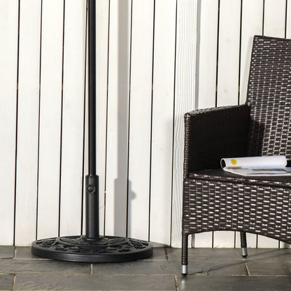 Umbrella Stand 9 kg Cantilever Umbrella Stand with Flower Design Half-Round Umbrella Holder, Stand for Umbrella 35/38/48mm Pole Diameter, for Balcony, Terrace, Garden, Black