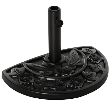 Umbrella Stand 9 kg Cantilever Umbrella Stand with Flower Design Half-Round Umbrella Holder, Stand for Umbrella 35/38/48mm Pole Diameter, for Balcony, Terrace, Garden, Black