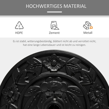 Umbrella Stand 9 kg Cantilever Umbrella Stand with Flower Design Half-Round Umbrella Holder, Stand for Umbrella 35/38/48mm Pole Diameter, for Balcony, Terrace, Garden, Black