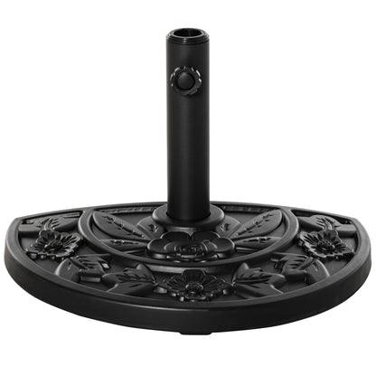 Umbrella Stand 9 kg Cantilever Umbrella Stand with Flower Design Half-Round Umbrella Holder, Stand for Umbrella 35/38/48mm Pole Diameter, for Balcony, Terrace, Garden, Black