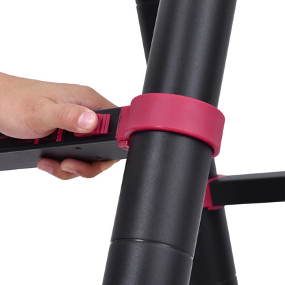 Folding Aluminum Ladder 2 Ways Retractable Portable Telescopic Ladder 12 Non-Slip Steps Load 150 kg 379x67.5x11 cm Black and Red