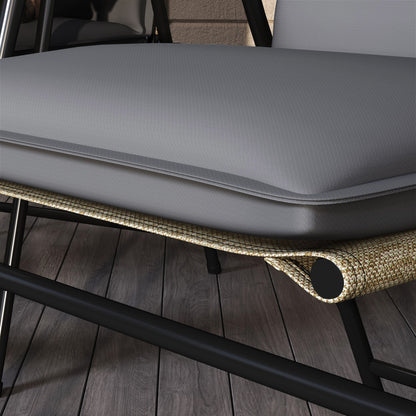 Set of 4 outdoor chair cushions high back chair pad with ties and adjustable band anti-fading UPF50+ dyed fabric for garden terrace balcony 124x50x5cm gray