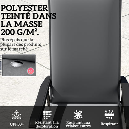 Set of 4 outdoor chair cushions high back chair pad with ties and adjustable band anti-fading UPF50+ dyed fabric for garden terrace balcony 124x50x5cm gray