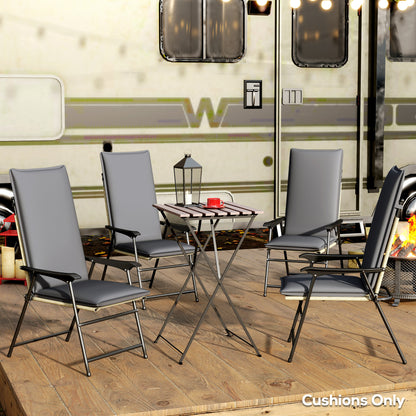 Set of 4 outdoor chair cushions high back chair pad with ties and adjustable band anti-fading UPF50+ dyed fabric for garden terrace balcony 124x50x5cm gray