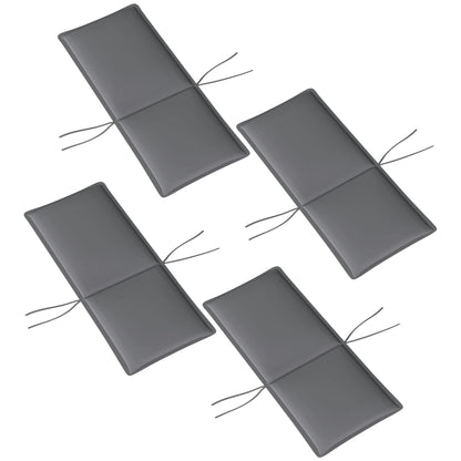 Set of 4 outdoor chair cushions high back chair pad with ties and adjustable band anti-fading UPF50+ dyed fabric for garden terrace balcony 124x50x5cm gray