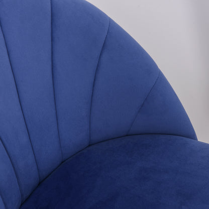 Set of 2 Velvet Blue Dining Chairs with Black Metal Legs 52L x 54W x 79H cm