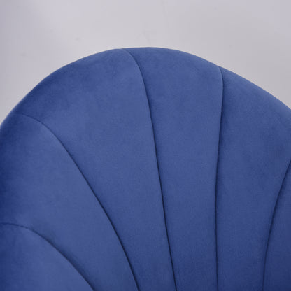 Set of 2 Velvet Blue Dining Chairs with Black Metal Legs 52L x 54W x 79H cm