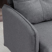 2-Seater Sofa in Scandinavian Design with Linen Look in Dark Grey with Piping 139 x 68 x 80 cm