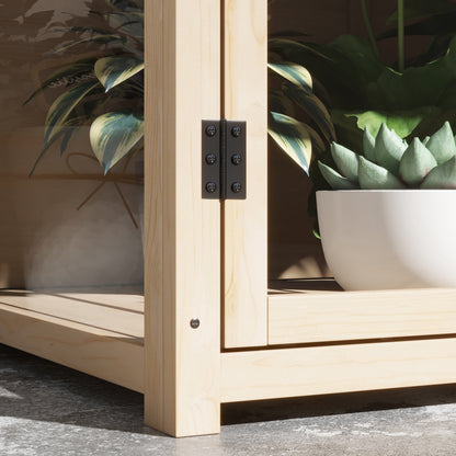 Wooden Cold Frame Greenhouse, 2-Tier Garden Greenhouse with Double Door, Roof Window, Windproof Raised Bed, for Garden, Balcony, Natural, 103 x 61 x 103 cm