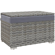 PE Rattan Garden Box, Outdoor Bench with Non-Slip Feet and Waterproof Fabric Interior Coating, 76x45x48cm, Gray
