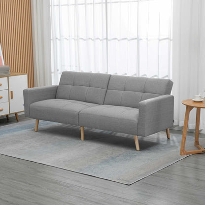 2-in-1 Sofa Bed 80.7 x 34.6 in, Linen-Look Couch with Adjustable Backrests, Gray