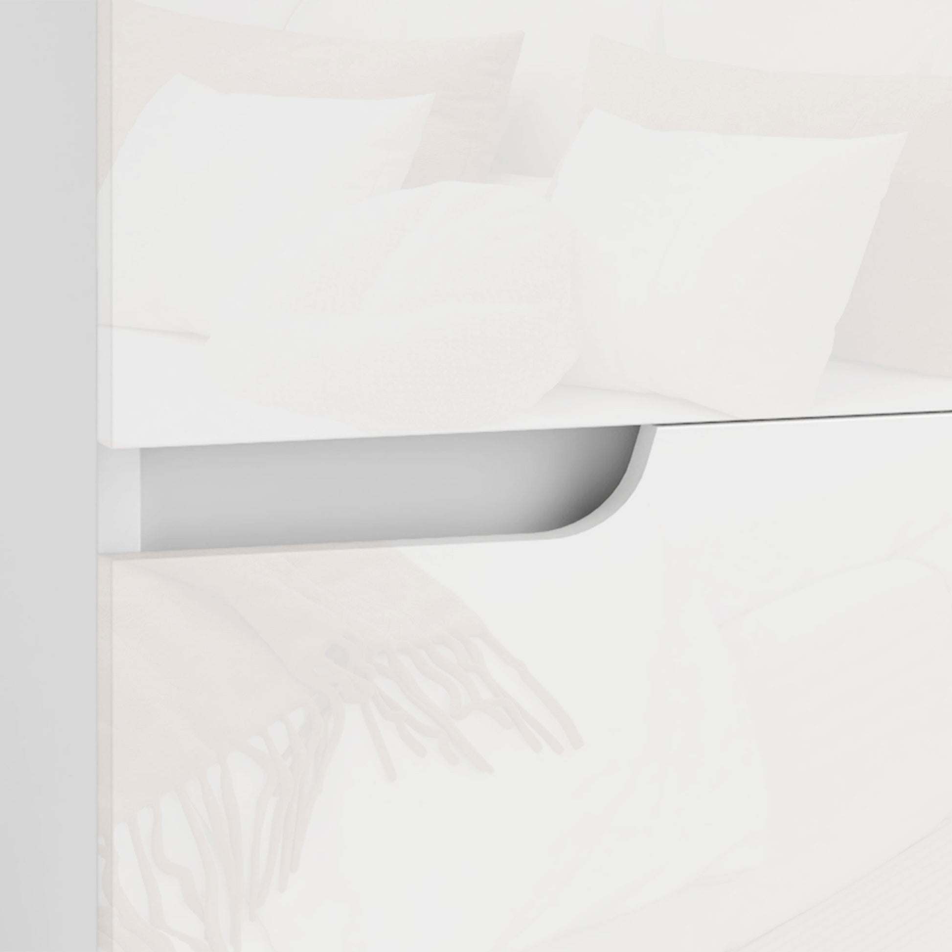 Modern Bedside Table Nightstand with High Gloss White Front Drawers and Cushioned Top Side Table for Bedroom Living Room 40x40x48 cm White