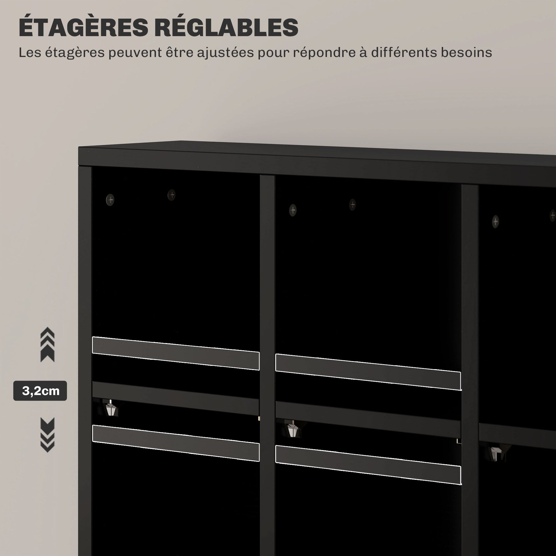 CD and DVD Storage, Multimedia Storage Cabinet with 24 Compartments, max. Capacity 480 CD/ 312 DVD, Wooden Bookshelf with Adjustable Shelves, 89 x 20 x 130.5 cm, Black
