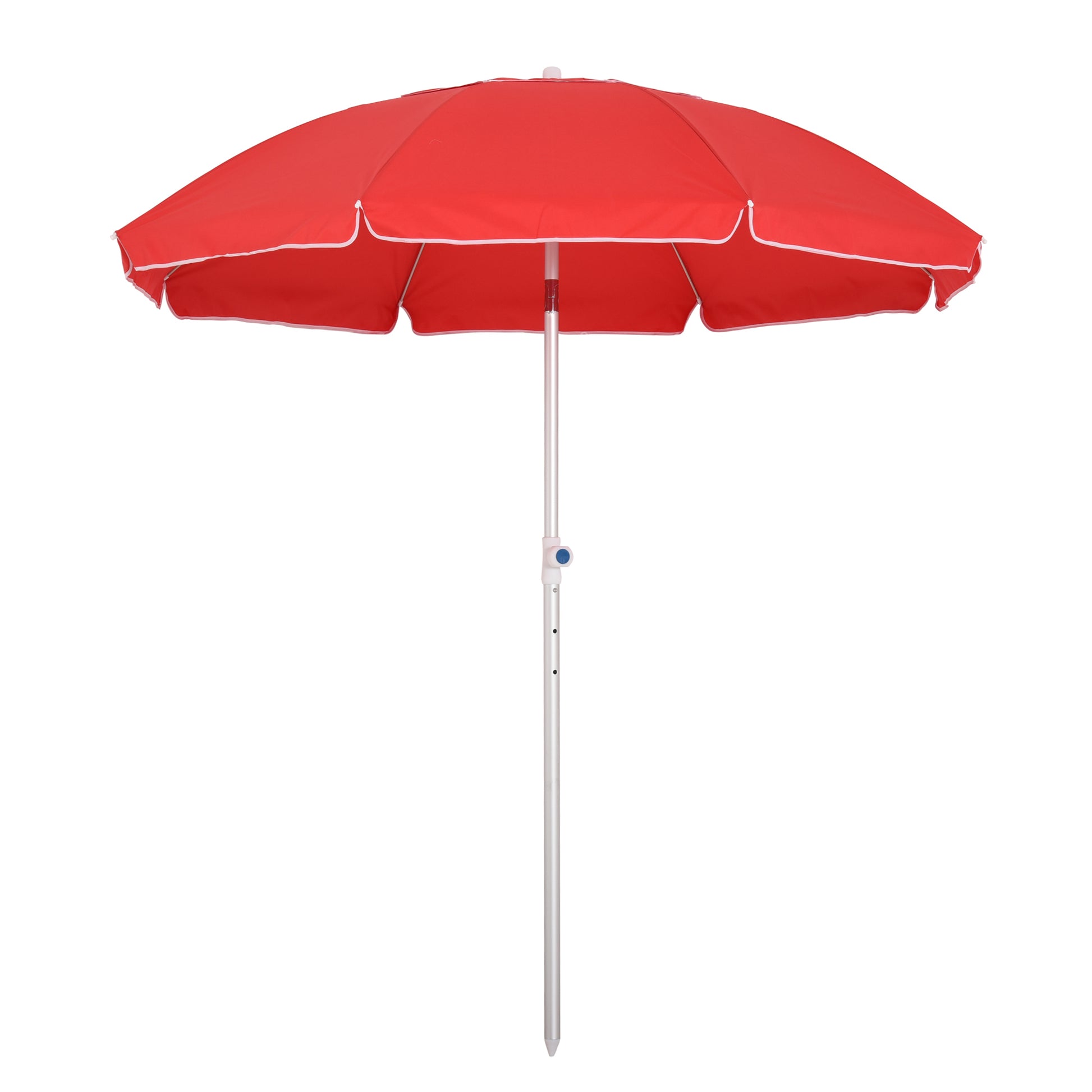 Beach Umbrella Tilted Octagonal Parasol Ø 180 cm high-density anti-UV polyester fabric adjustable height aluminum mast carrying bag included in red