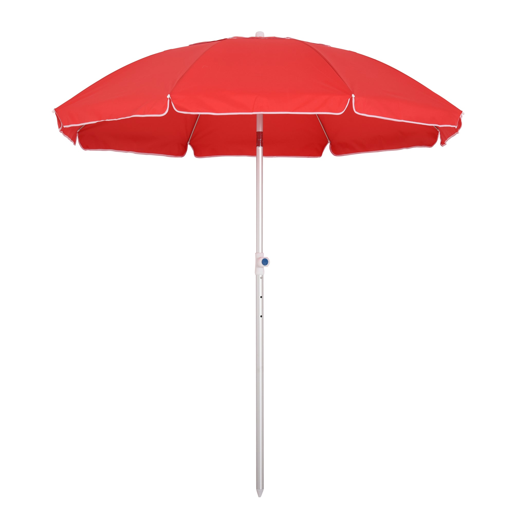 Beach Umbrella Tilted Octagonal Parasol Ø 180 cm high-density anti-UV polyester fabric adjustable height aluminum mast carrying bag included in red