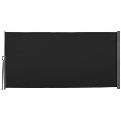 Side Awning Retractable Privacy Screen dim. 3L x 1.6H m metal Waterproof UV-resistant High-density 180 g/m² Black