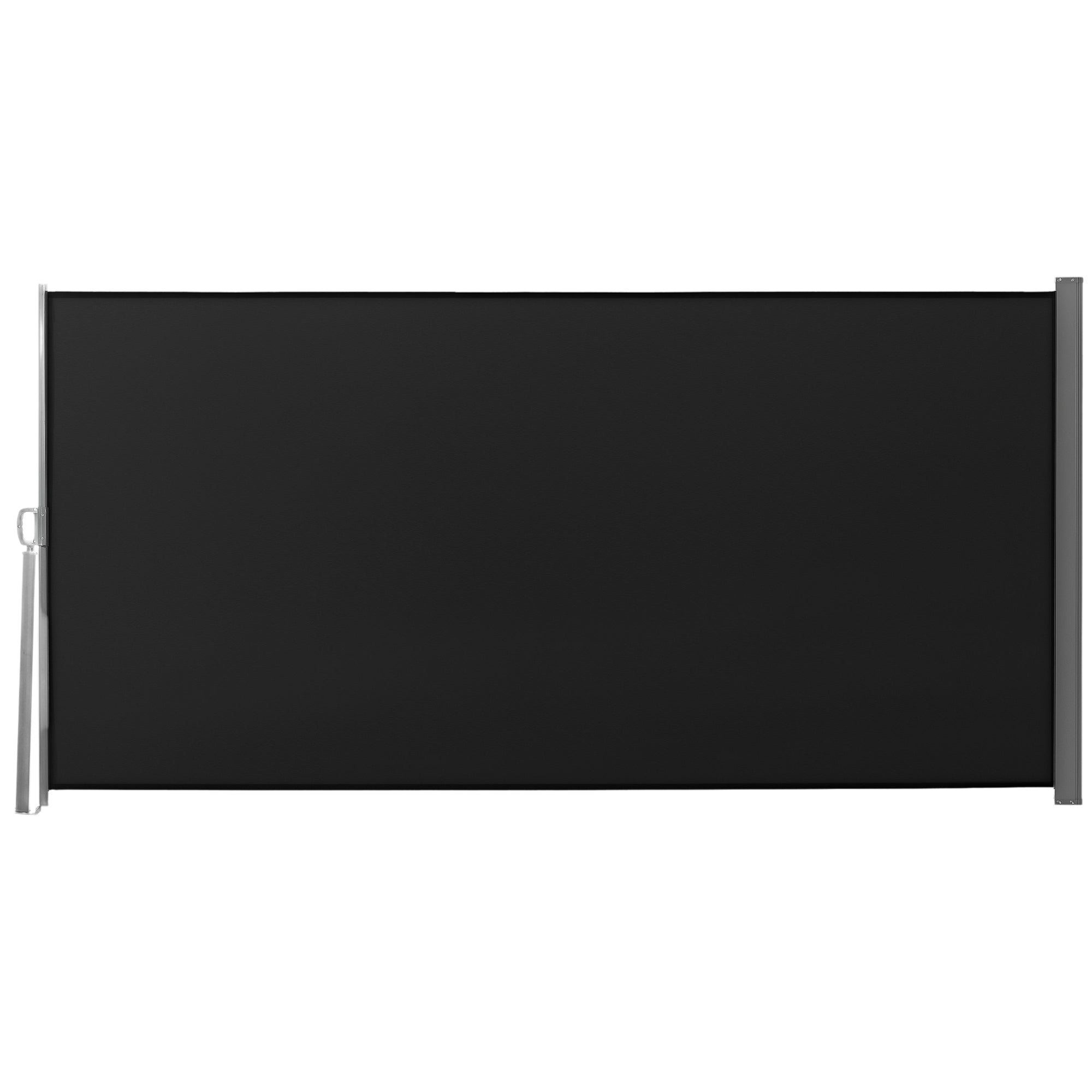 Side Awning Retractable Privacy Screen dim. 3L x 1.6H m metal Waterproof UV-resistant High-density 180 g/m² Black