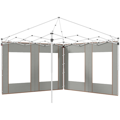 Set of 2 Side Walls for Gazebo 3x6m and 3x3m, Oxford Fabric Canopy with Windows and Zippers, 295x195cm, Gray