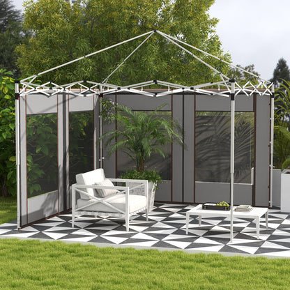 Set of 2 Side Walls for Gazebo 3x6m and 3x3m, Oxford Fabric Canopy with Windows and Zippers, 295x195cm, Gray
