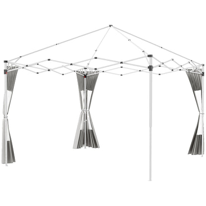 Set of 2 Side Walls for Gazebo 3x6m and 3x3m, Oxford Fabric Canopy with Windows and Zippers, 295x195cm, Gray
