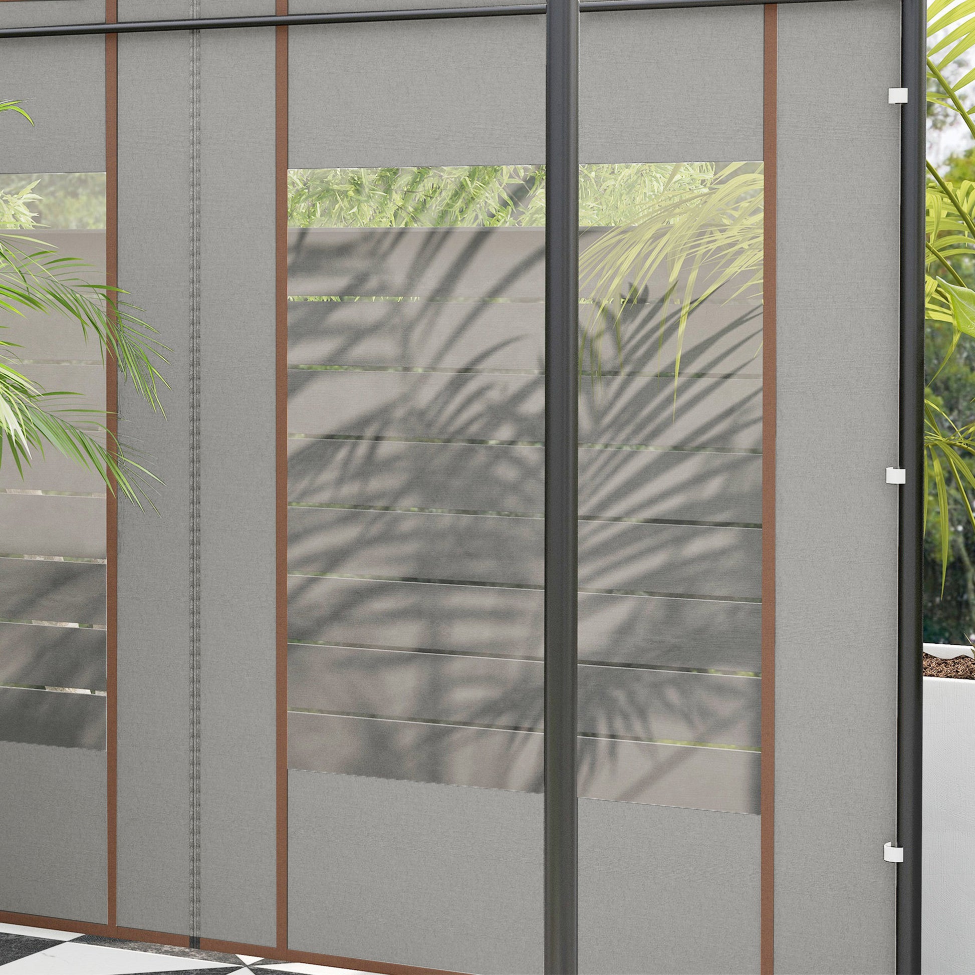 Set of 2 Side Walls for Gazebo 3x6m and 3x3m, Oxford Fabric Canopy with Windows and Zippers, 295x195cm, Gray