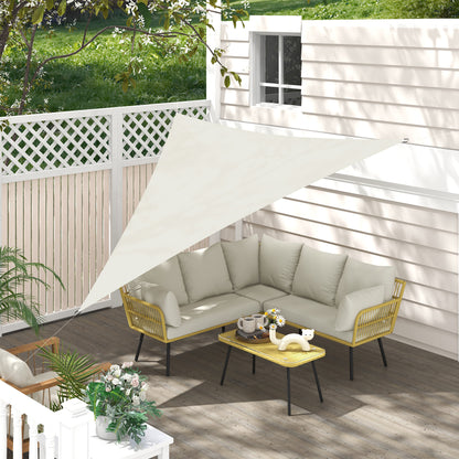 Large Triangular Shade Sail 3 x 3 x 3 m High Density Polyethylene UV Resistant Cream Color