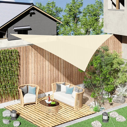 Large Triangular Shade Sail 3 x 3 x 3 m High Density Polyethylene UV Resistant Cream Color