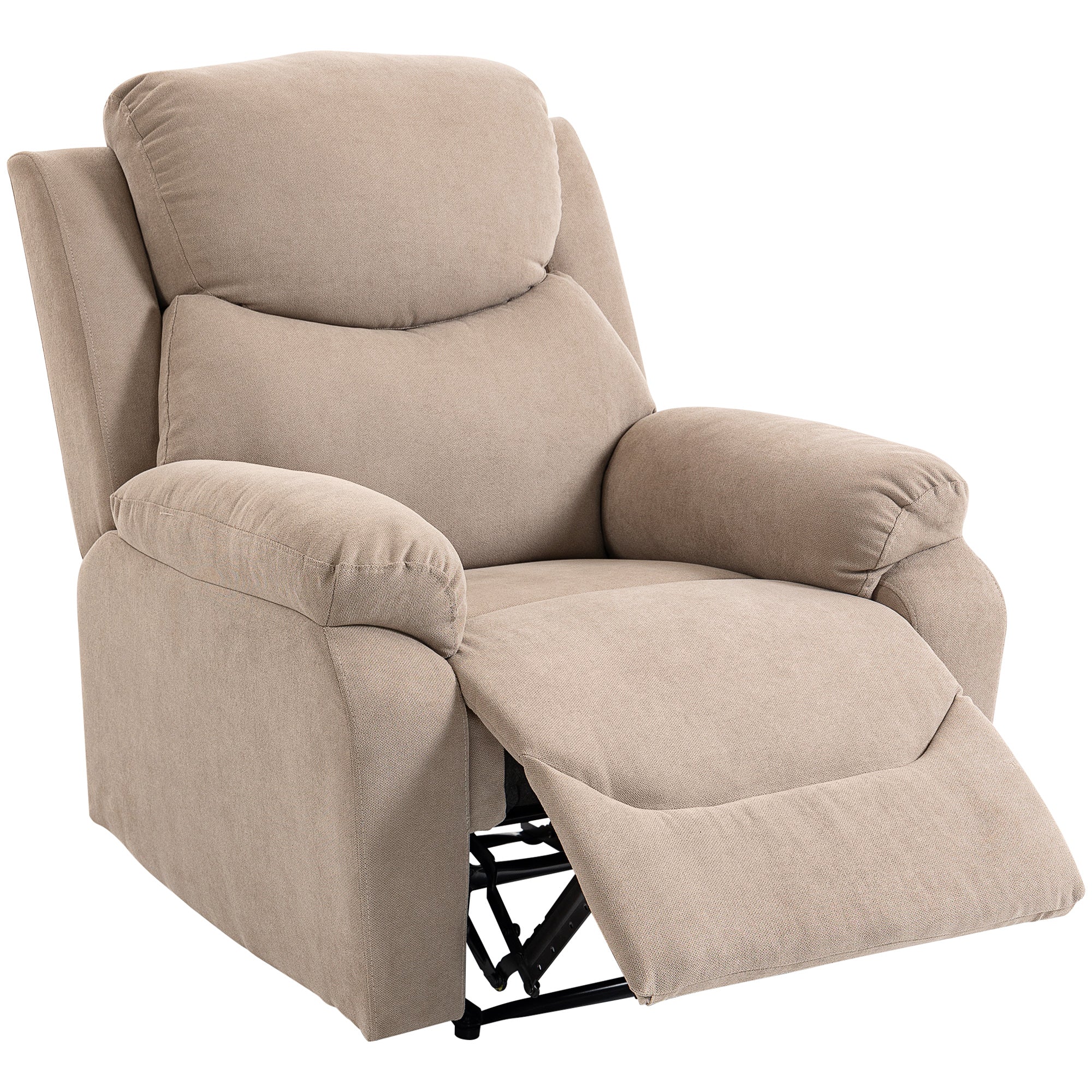 Manual Recliner Armchair, Modern Recliner with Linen-Look Fabric, Extending Footrest, Armrests, Thick Padding, Reclines up to 150°, 265 lb Capacity, for Living Room, Beige