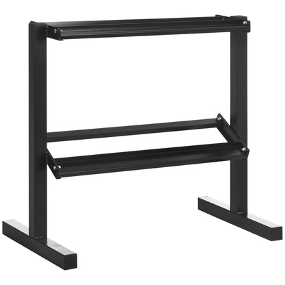 SPORTNOW 2-Level Dumbbell Rack Steel Dumbbell Storage Stand for Home Gym Load 270 kg 94x52.5x82 cm Black