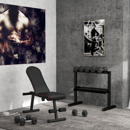 SPORTNOW 2-Level Dumbbell Rack Steel Dumbbell Storage Stand for Home Gym Load 270 kg 94x52.5x82 cm Black