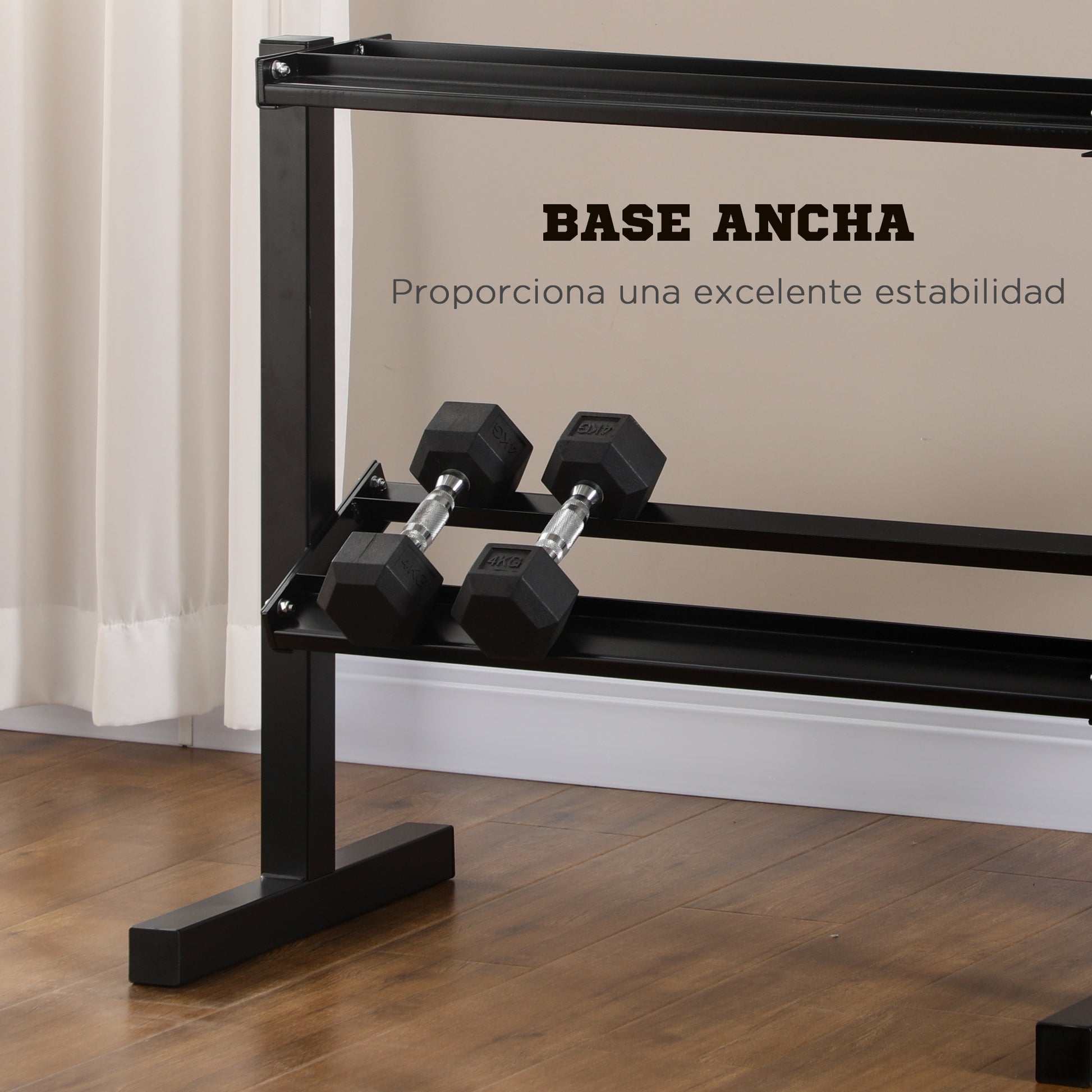 SPORTNOW 2-Level Dumbbell Rack Steel Dumbbell Storage Stand for Home Gym Load 270 kg 94x52.5x82 cm Black