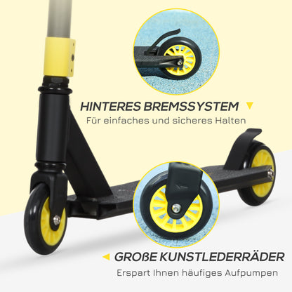 Stunt Scooter with 360° Steering, ABEC 9 Ball Bearings, 100mm Leather Wheels, Aluminum Stunt Scooter up to 100kg Capacity, Trick Roller Kick Scooter for Kids 14 Years and Up