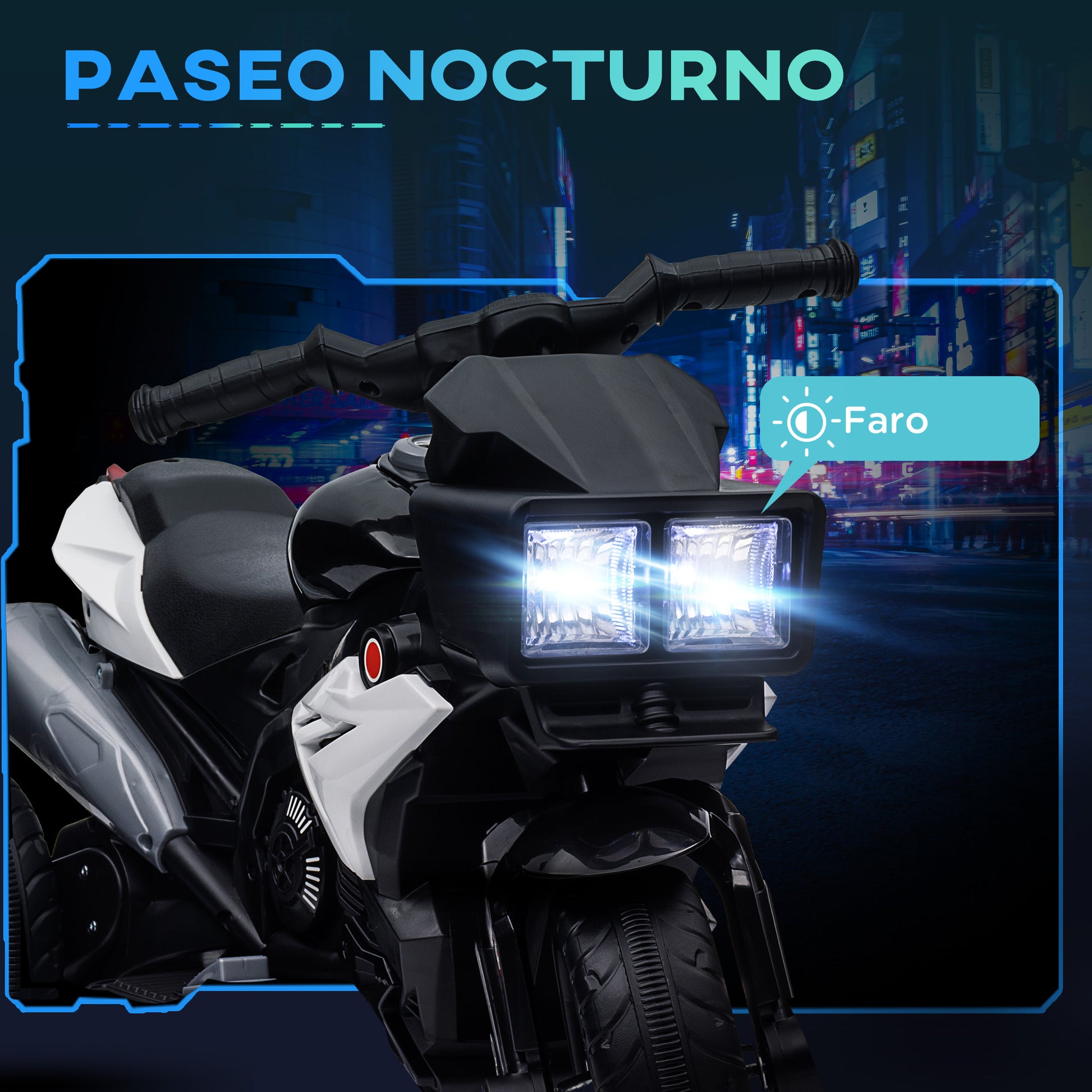 Electric Motorcycle for Kids 3+ Years 6V Battery-Powered Motorcycle with Lights Music Horn Wide Tires Kids Motorcycle with 3 km/h Speed Black